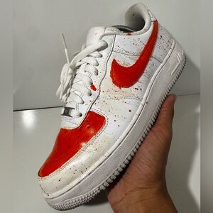 Nike Air Force 1 ‘07 Custom “Orange Splatter” Size 10